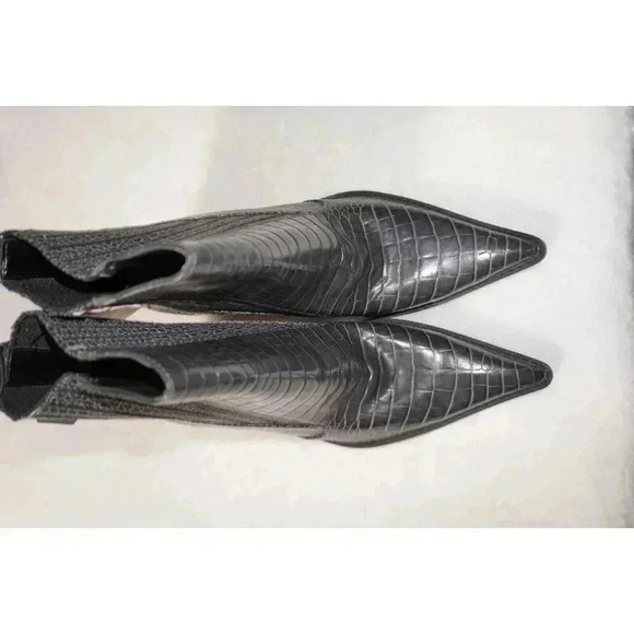 Zara Dark Grey Animal Print Mock Croc Cowboy Ankle Boots UK5 EU38 US7.5 - Picture 7 of 12